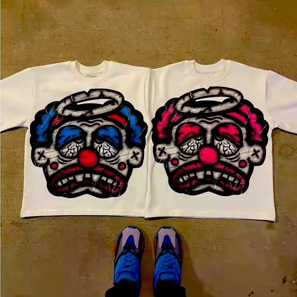 Vintage clown tea shirt crop top